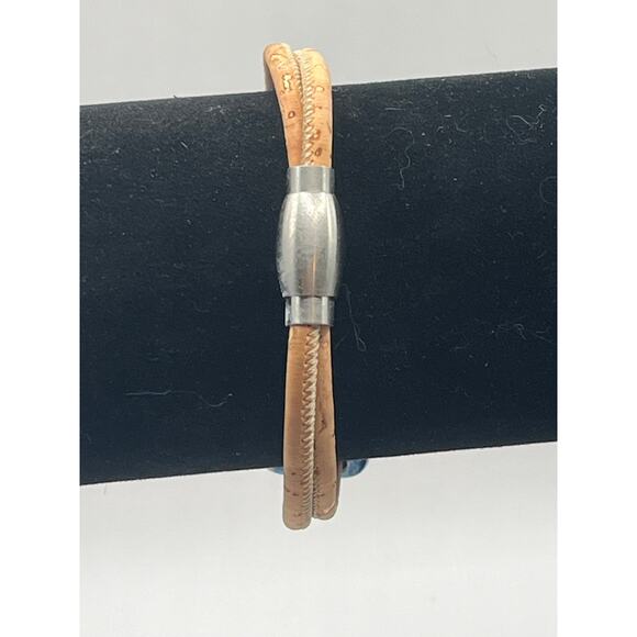 Portuguese Natural Cork with Blue Ceramics Bracelet - Picture 3 of 3